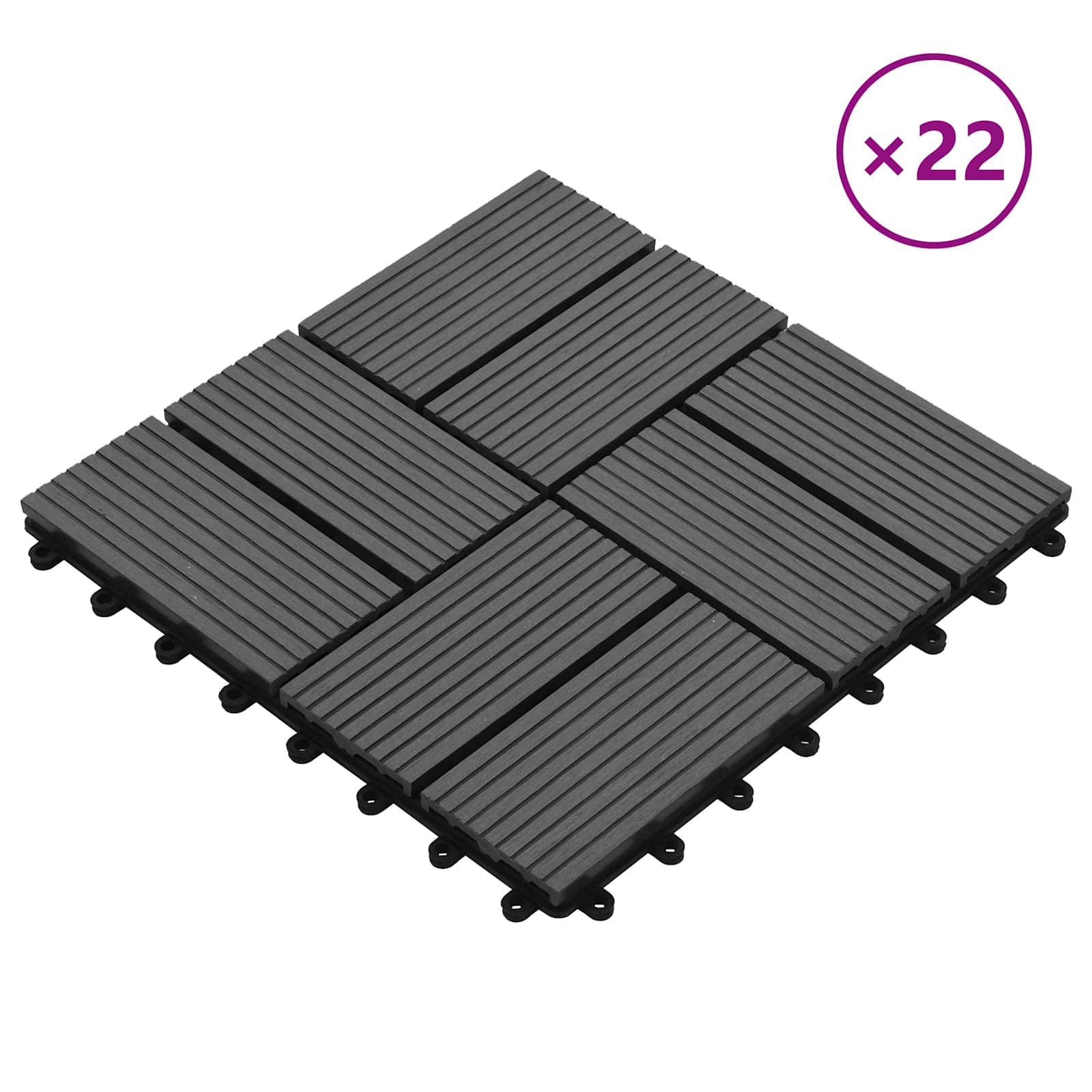 Terrassenfliese 22 pcs Grau 30 x 30 cm WPC