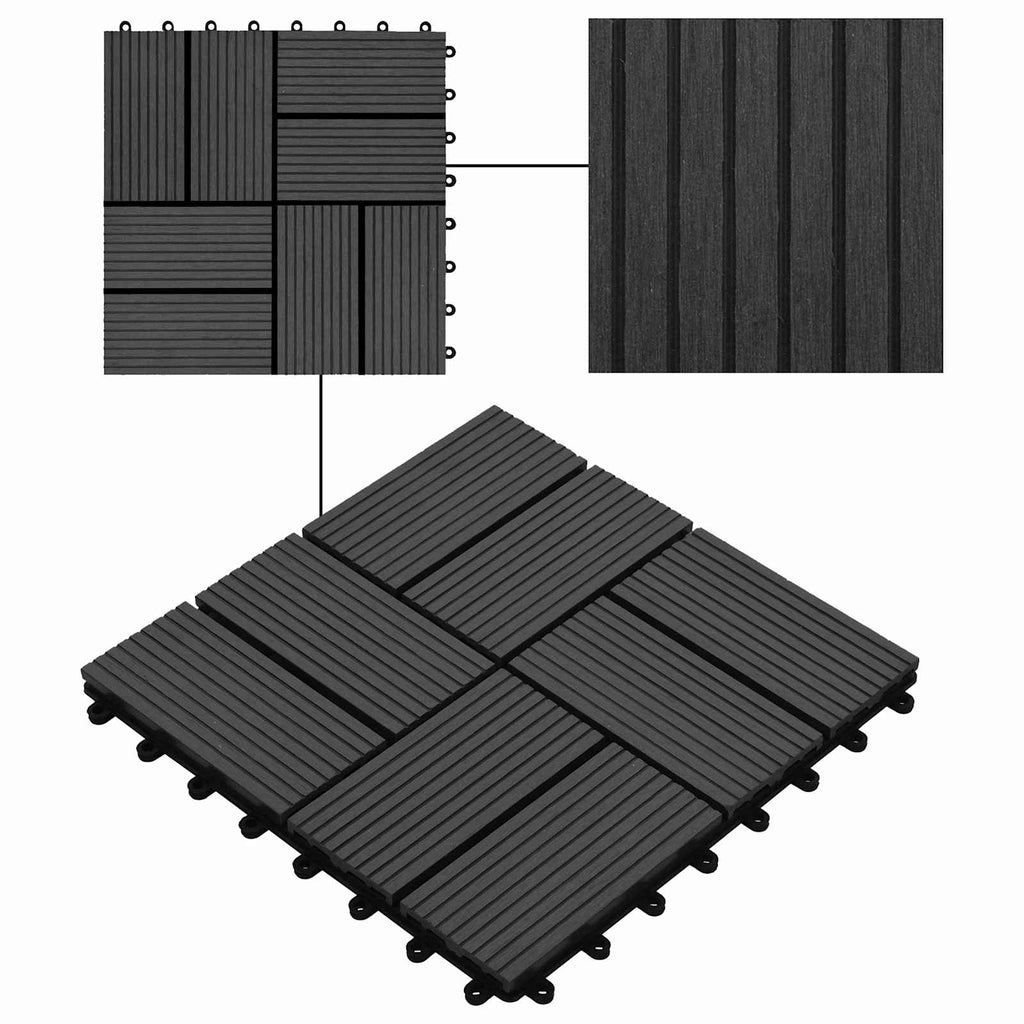 Terrassenfliese 22 pcs Schwarz 30 x 30 cm WPC