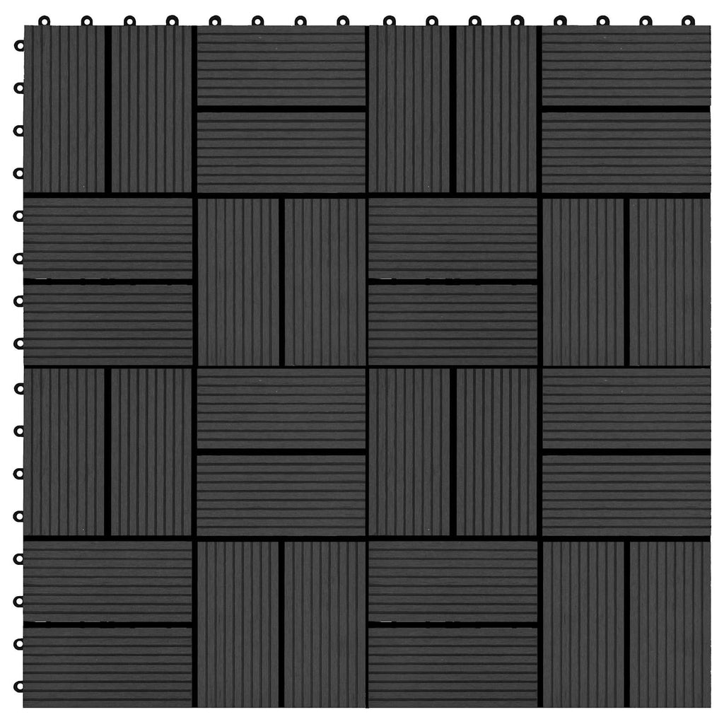 Terrassenfliese 22 pcs Schwarz 30 x 30 cm WPC