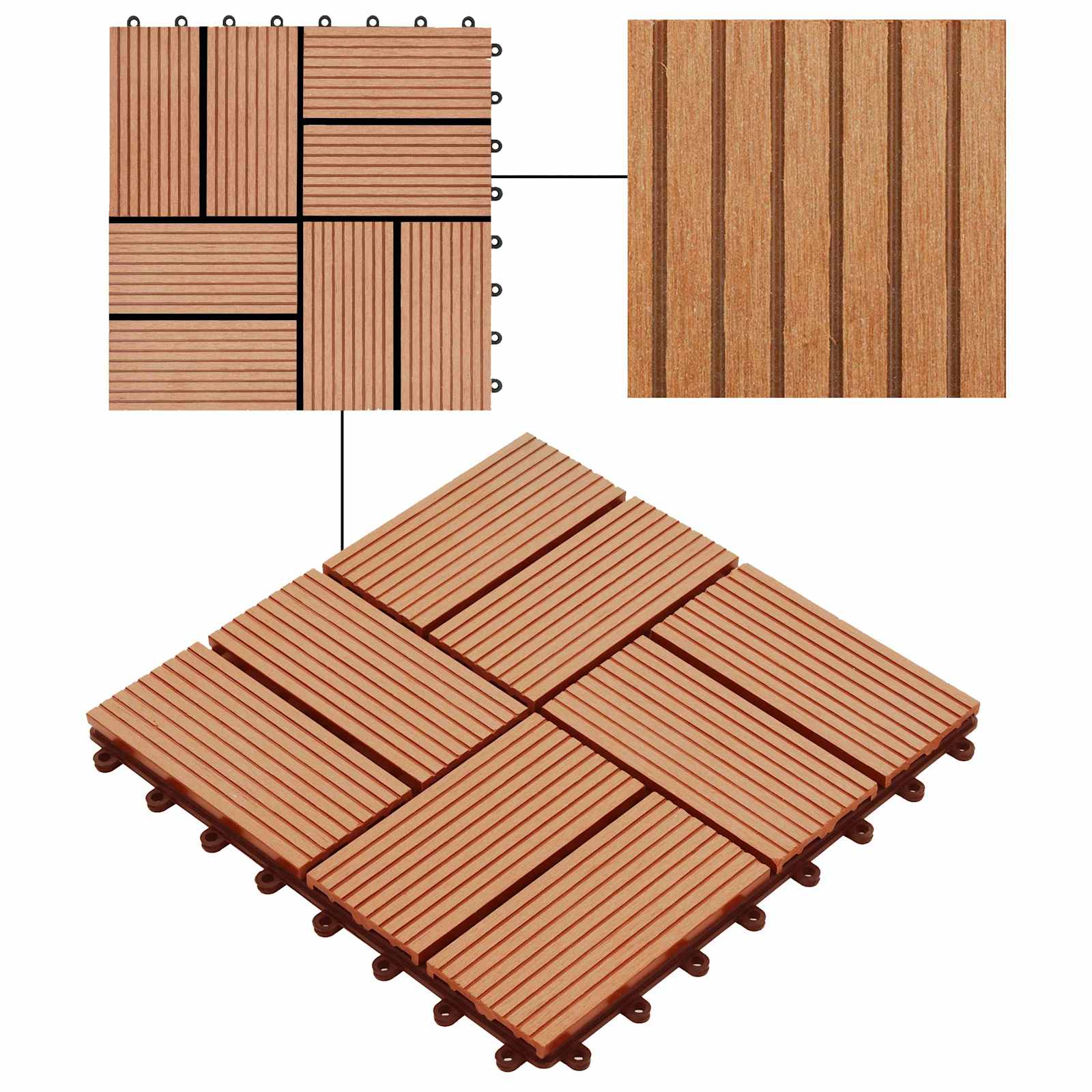 Terrassenfliese 22 pcs Teak 30 x 30 cm WPC