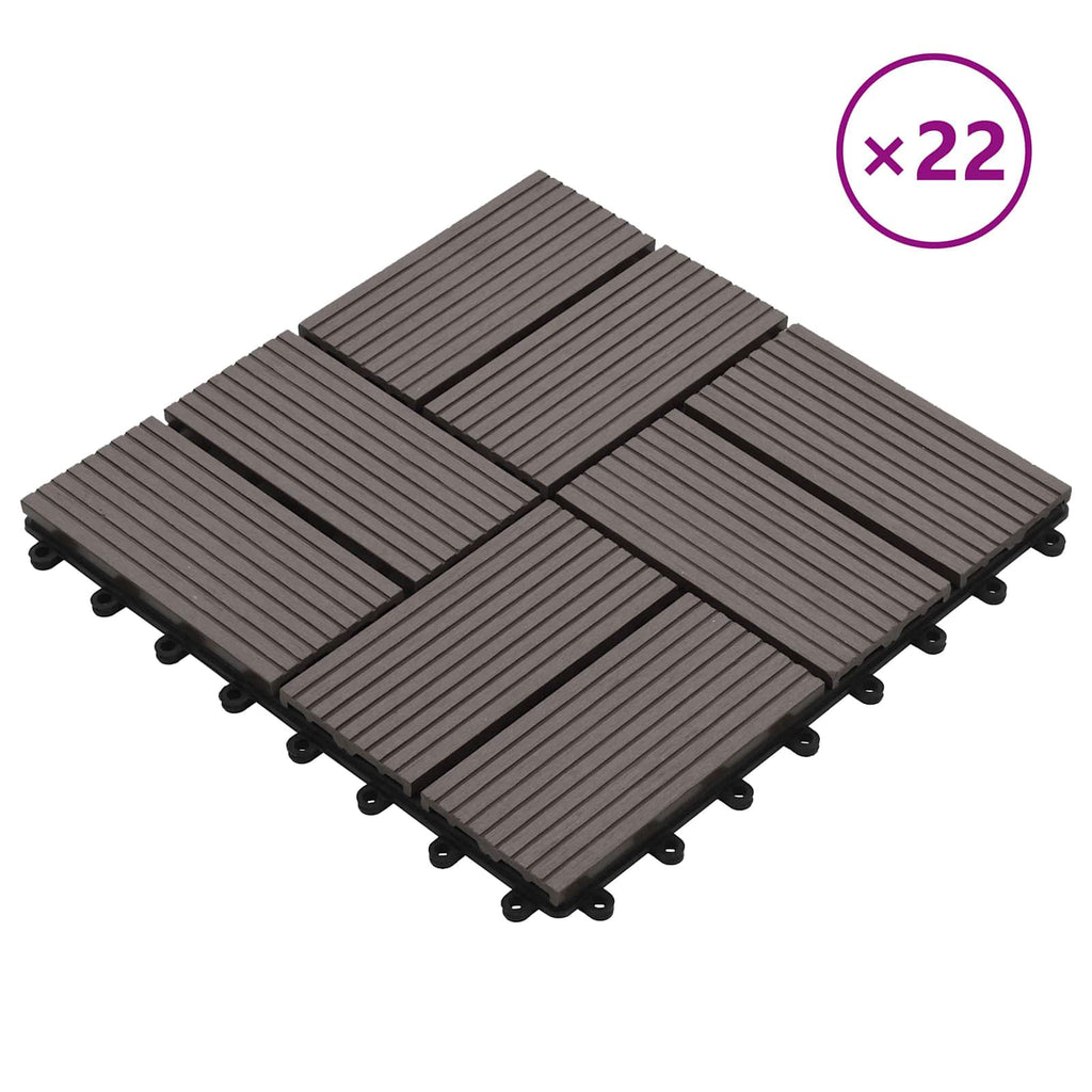 Terrassenfliese 22 pcs Dunkelbraun 30 x 30 cm WPC