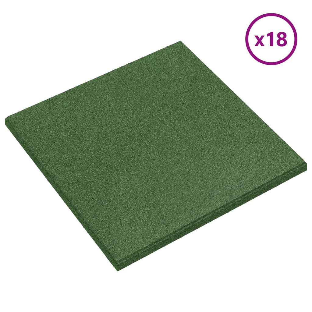 Sturzschutzfliesen 18 pcs Grün 50 x 50 cm Gummi