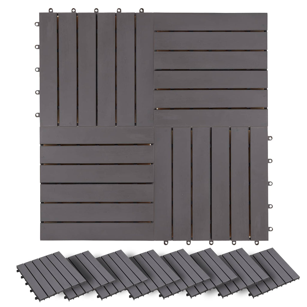 Terrassenfliese 20 pcs Grau 30 x 30 cm Akazien-Hartholz