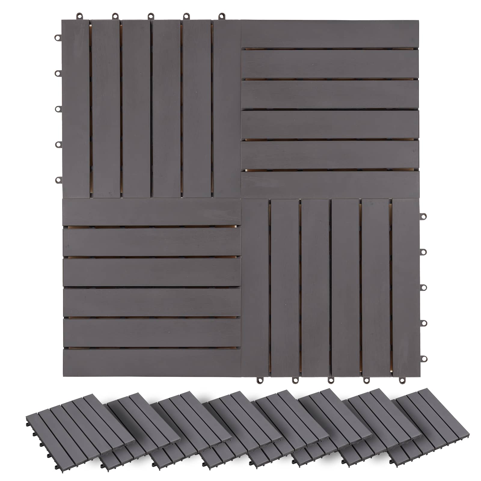 Terrassenfliese 30 pcs Grau 30 x 30 cm Akazien-Hartholz