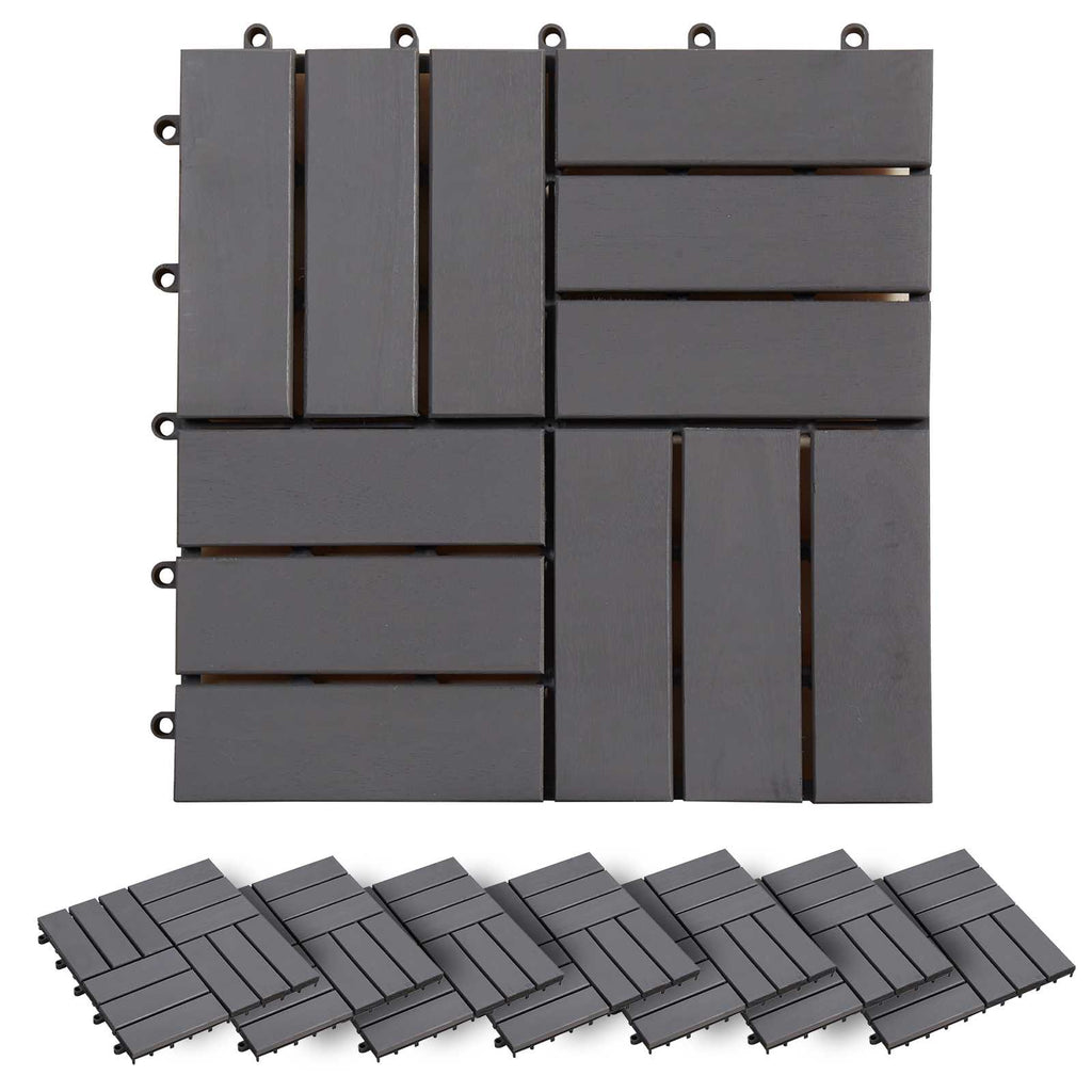 Terrassenfliese 20 pcs Grau 30 x 30 cm Akazien-Hartholz