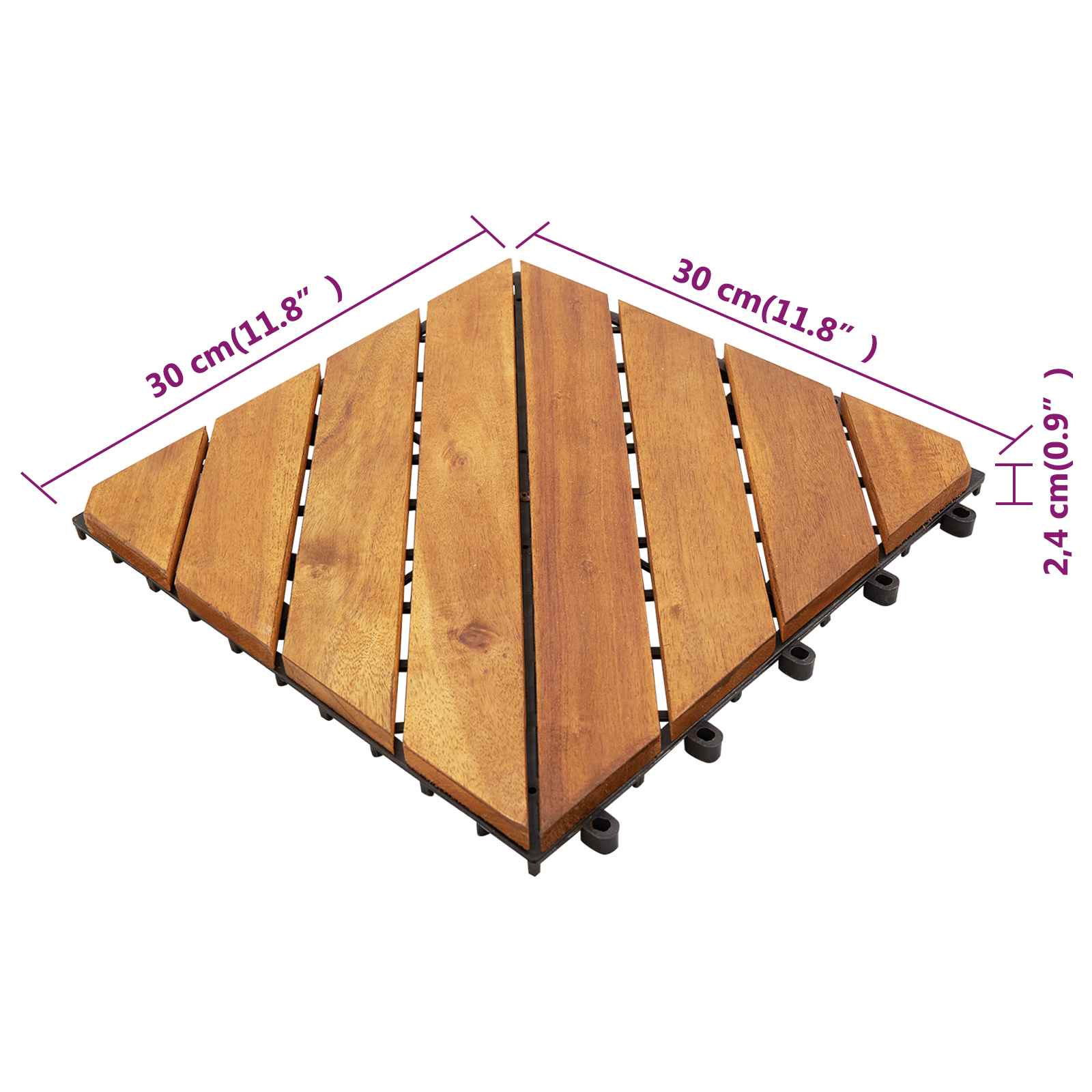 Terrassenfliese 20 pcs Braun 30 x 30 cm Akazien-Hartholz