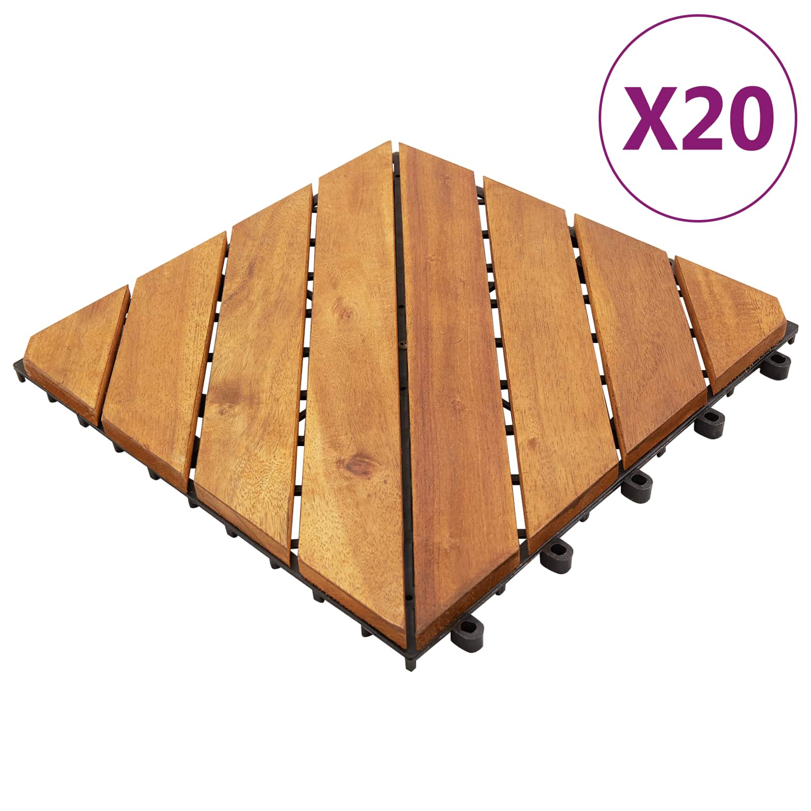 Terrassenfliese 20 pcs Braun 30 x 30 cm Akazien-Hartholz