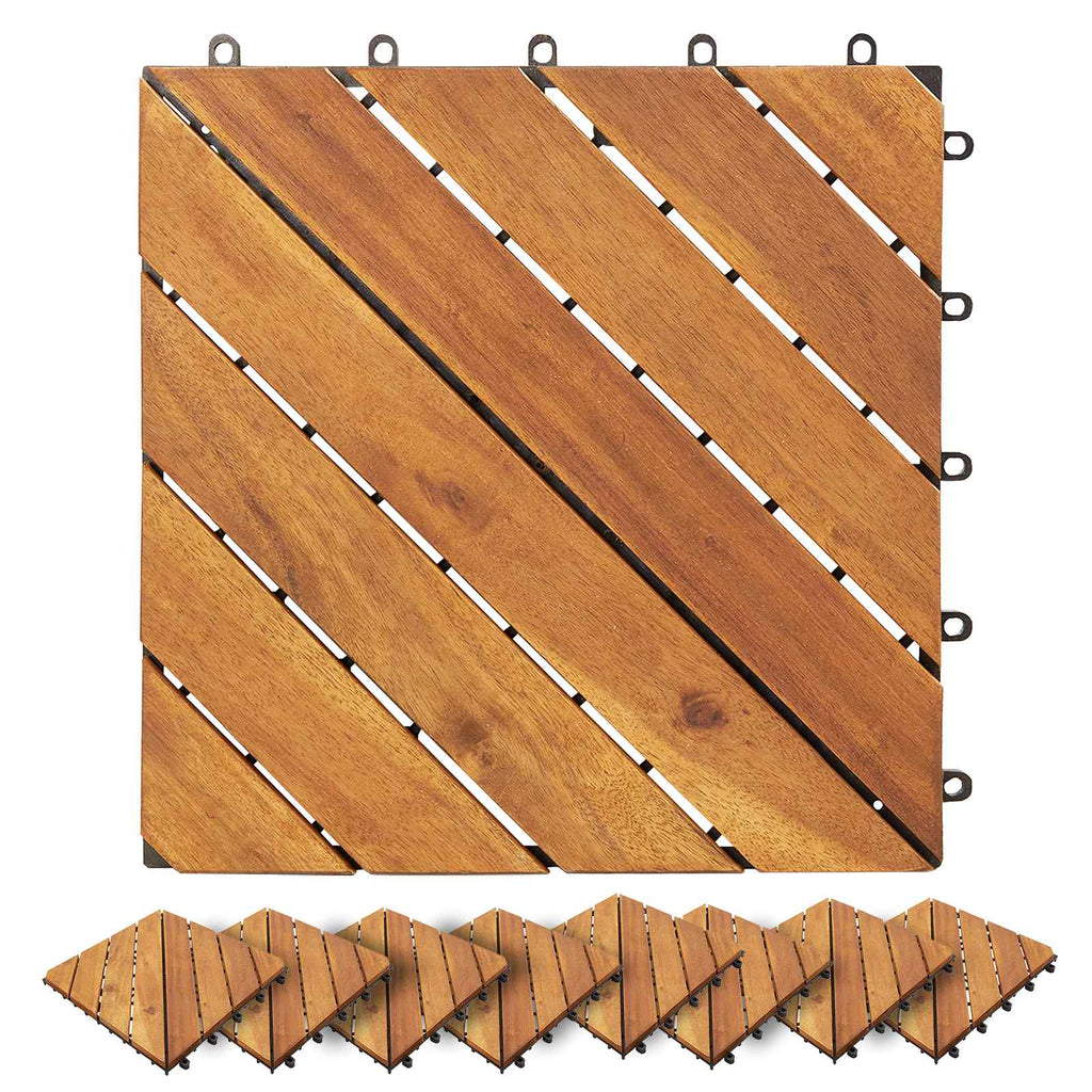 Terrassenfliese 30 pcs Braun 30 x 30 cm Akazien-Hartholz