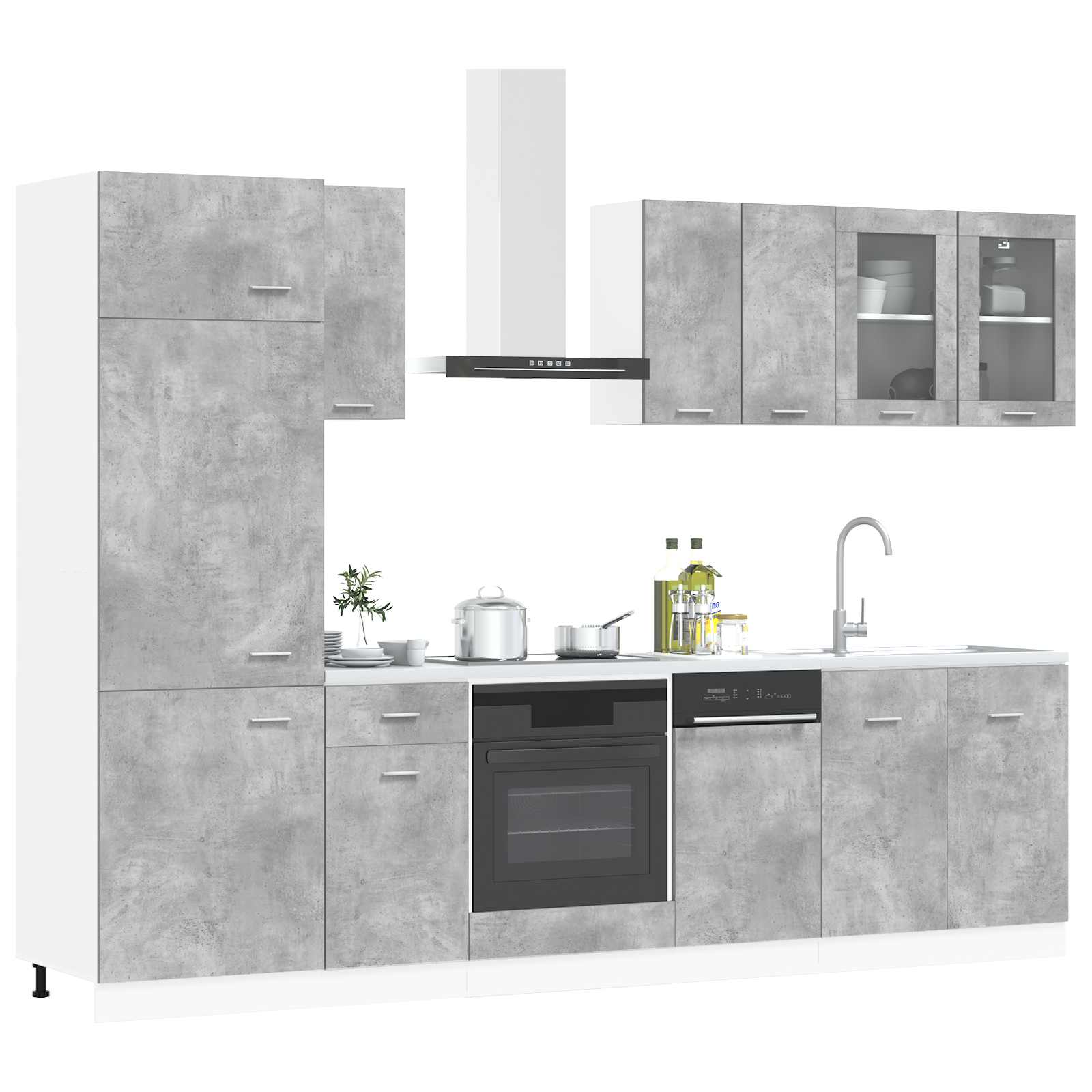 Kücheneinheit Lyon 8 pcs Betongrau Holzwerkstoff