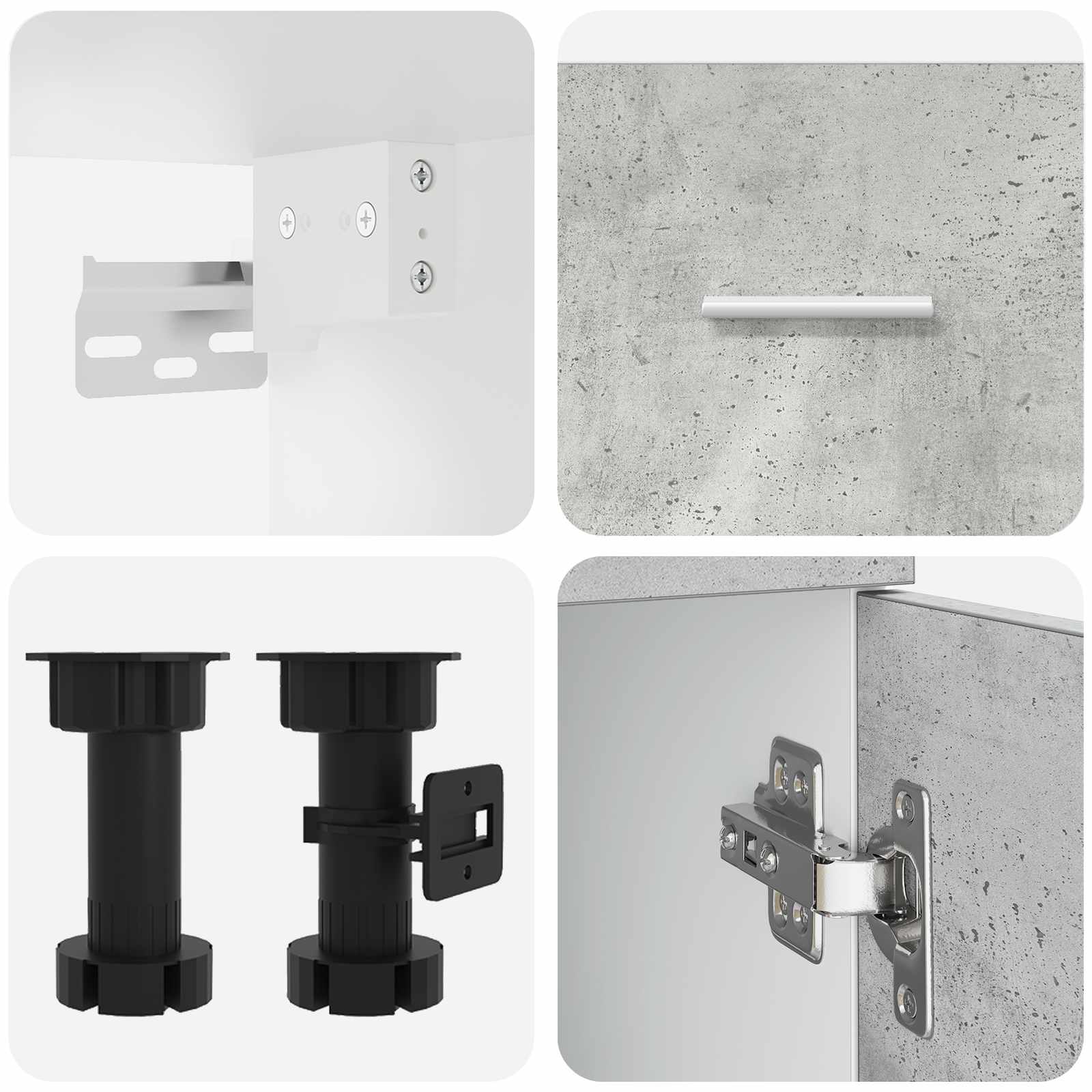 Kücheneinheit Lyon 4 pcs Betongrau Holzwerkstoff