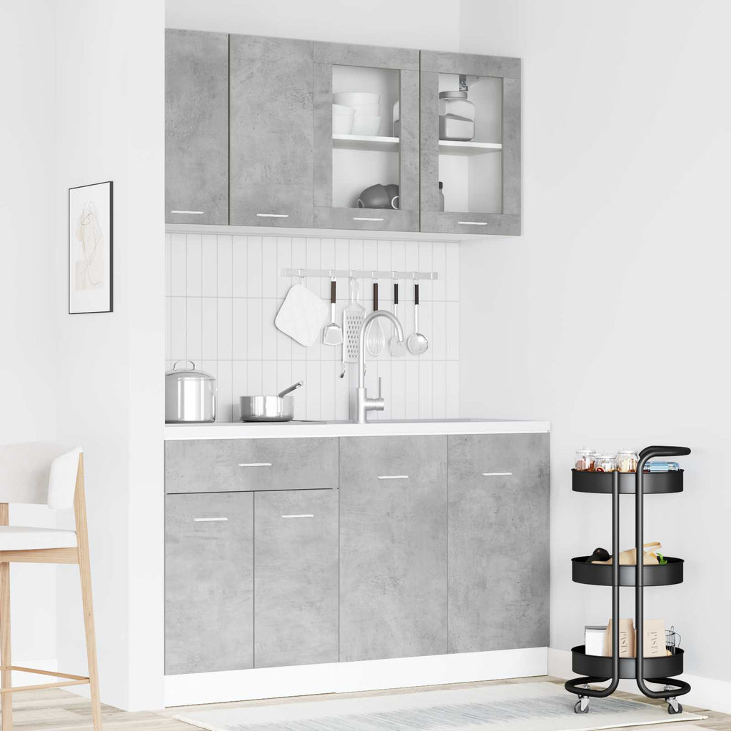 Kücheneinheit Lyon 4 pcs Betongrau Holzwerkstoff