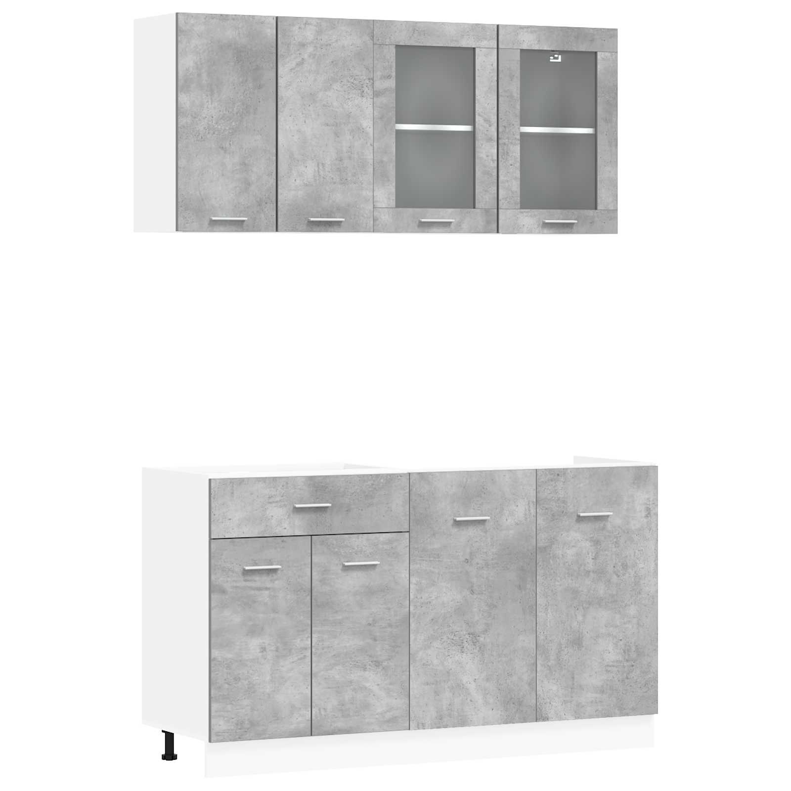 Kücheneinheit Lyon 4 pcs Betongrau Holzwerkstoff