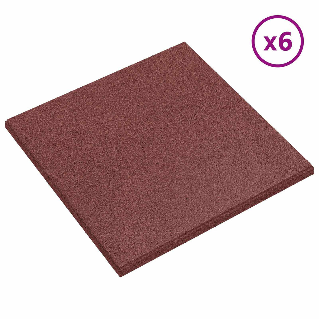 Sturzschutzfliesen 6 pcs Rot 50 x 50 cm Gummi