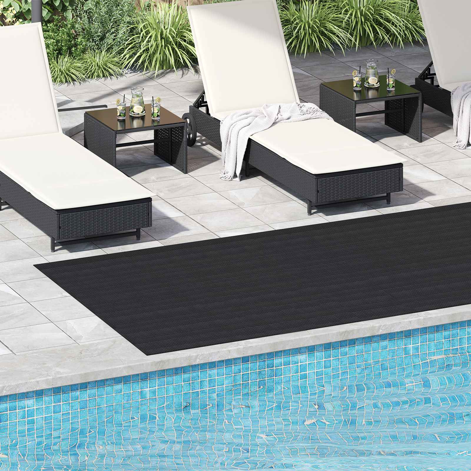Bodenbelag Schwarz 1,5 x 4 m Gummi