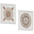 Kunst Dekoration 2 pcs Braun und Weiß 40 x 40 x 1,5 cm