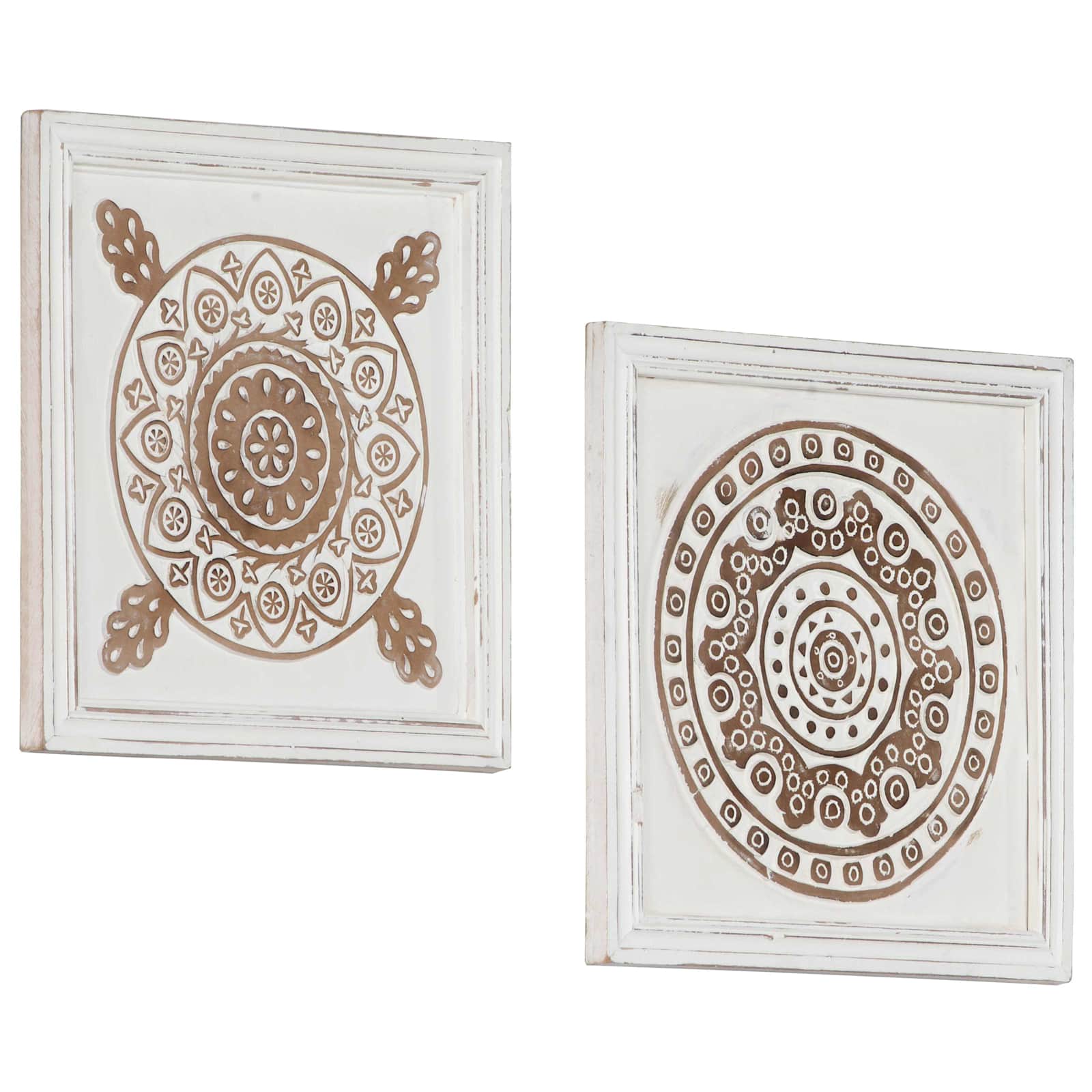Kunst Dekoration 2 pcs Braun und Weiß 40 x 40 x 1,5 cm