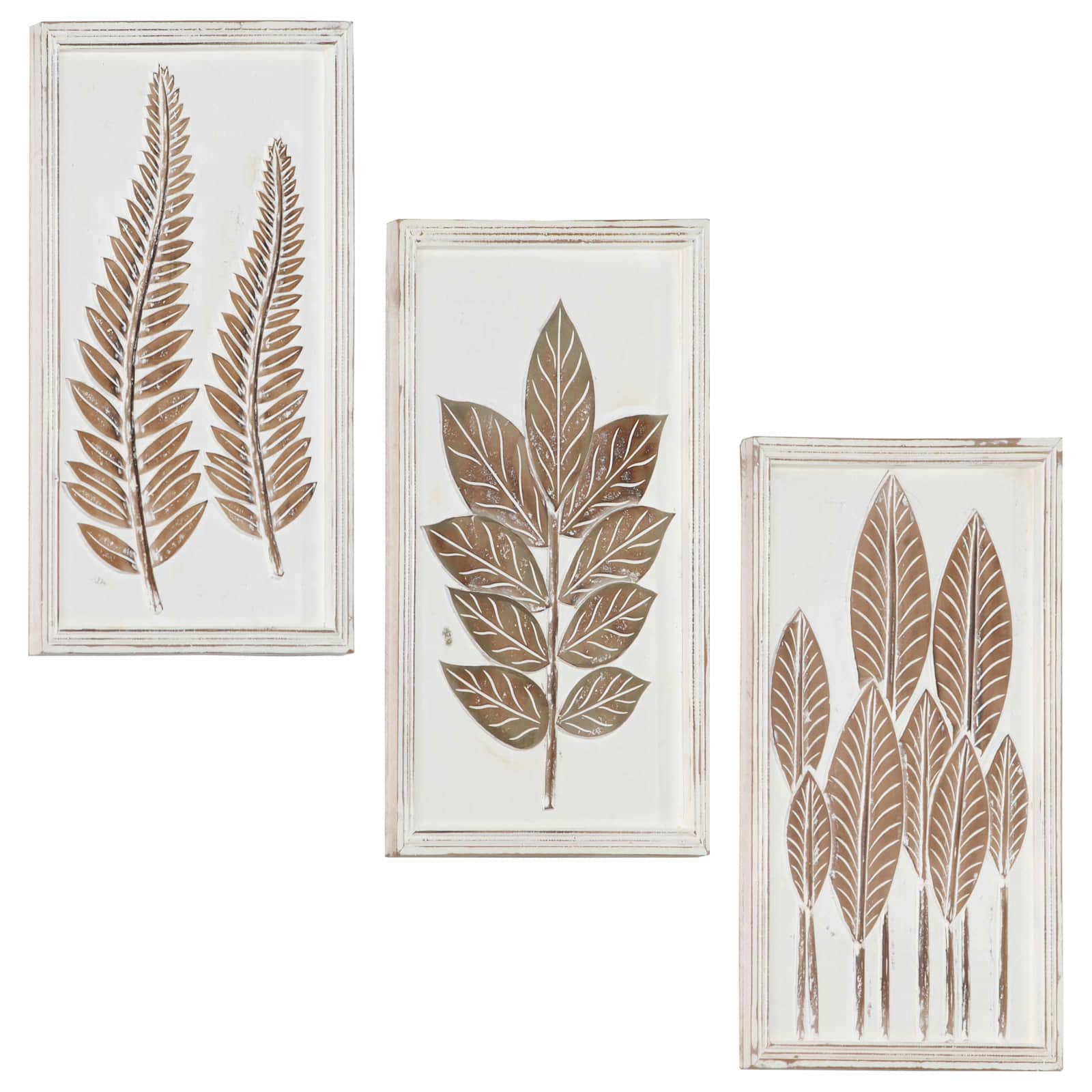 Kunst Dekoration 3 pcs Braun und Weiß 40 x 40 x 1,5 cm