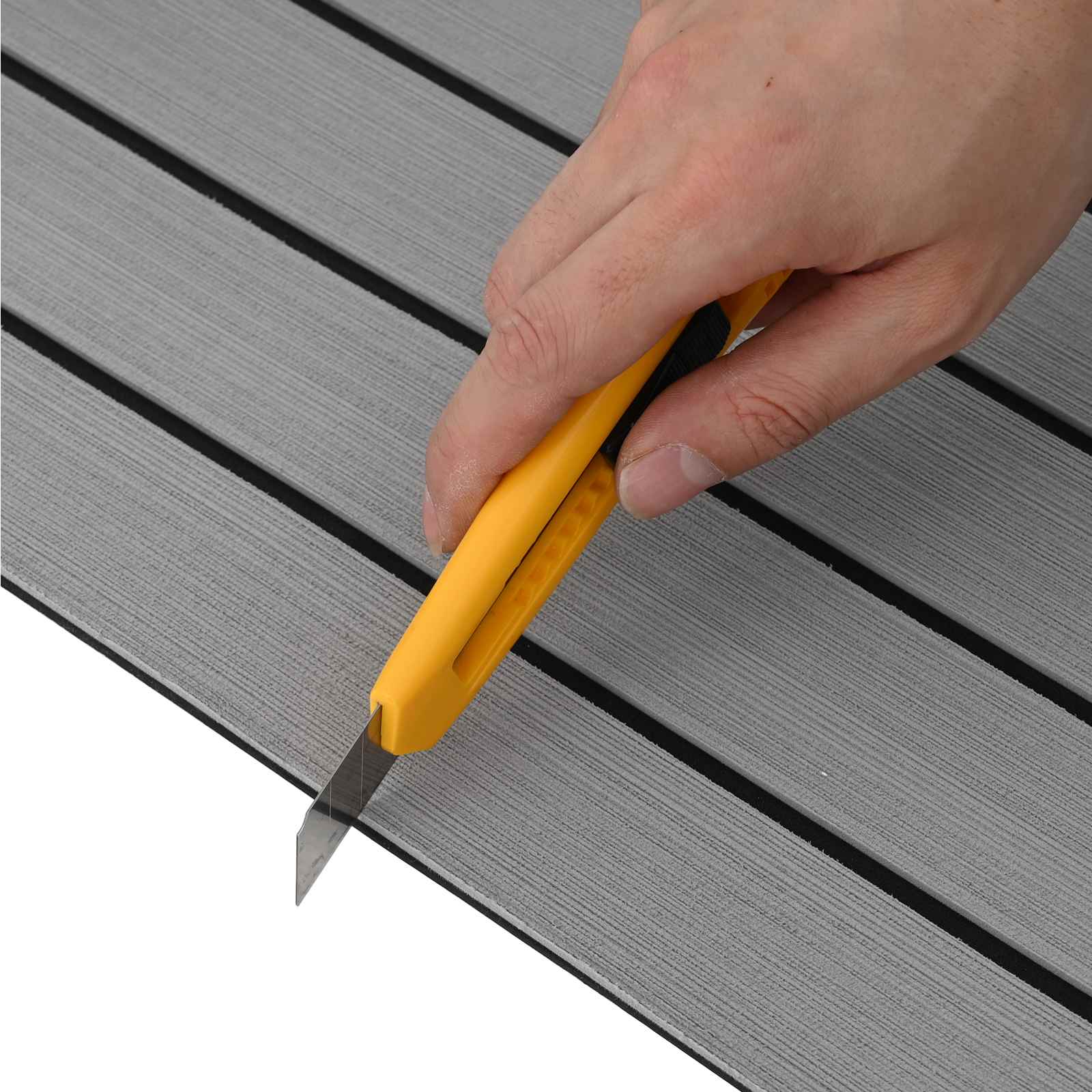 Bootsmatte Gestreift Hellgrau und Schwarz 240 x 90 cm EVA