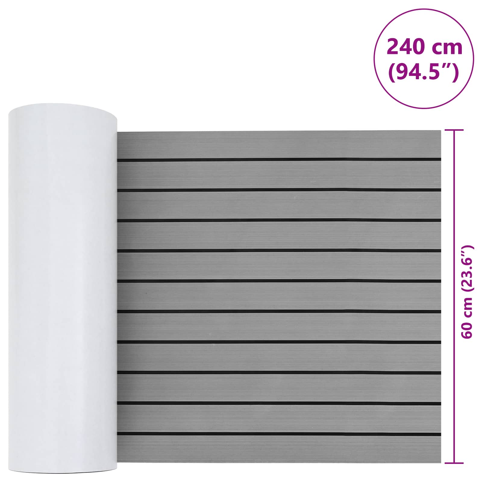 Bootsmatte Gestreift Hellgrau und Schwarz 240 x 60 cm EVA