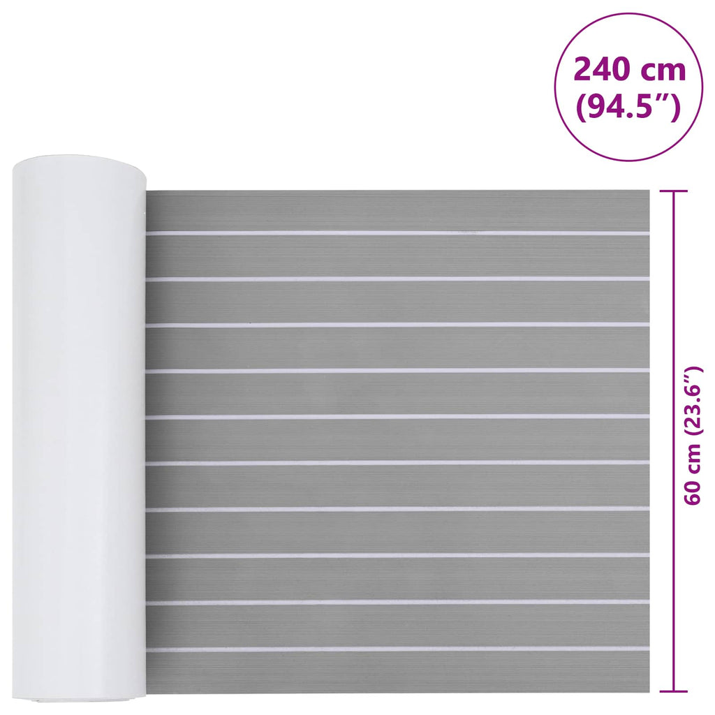 Bootsmatte Gestreift Hellgrau und Weiß 240 x 60 cm EVA