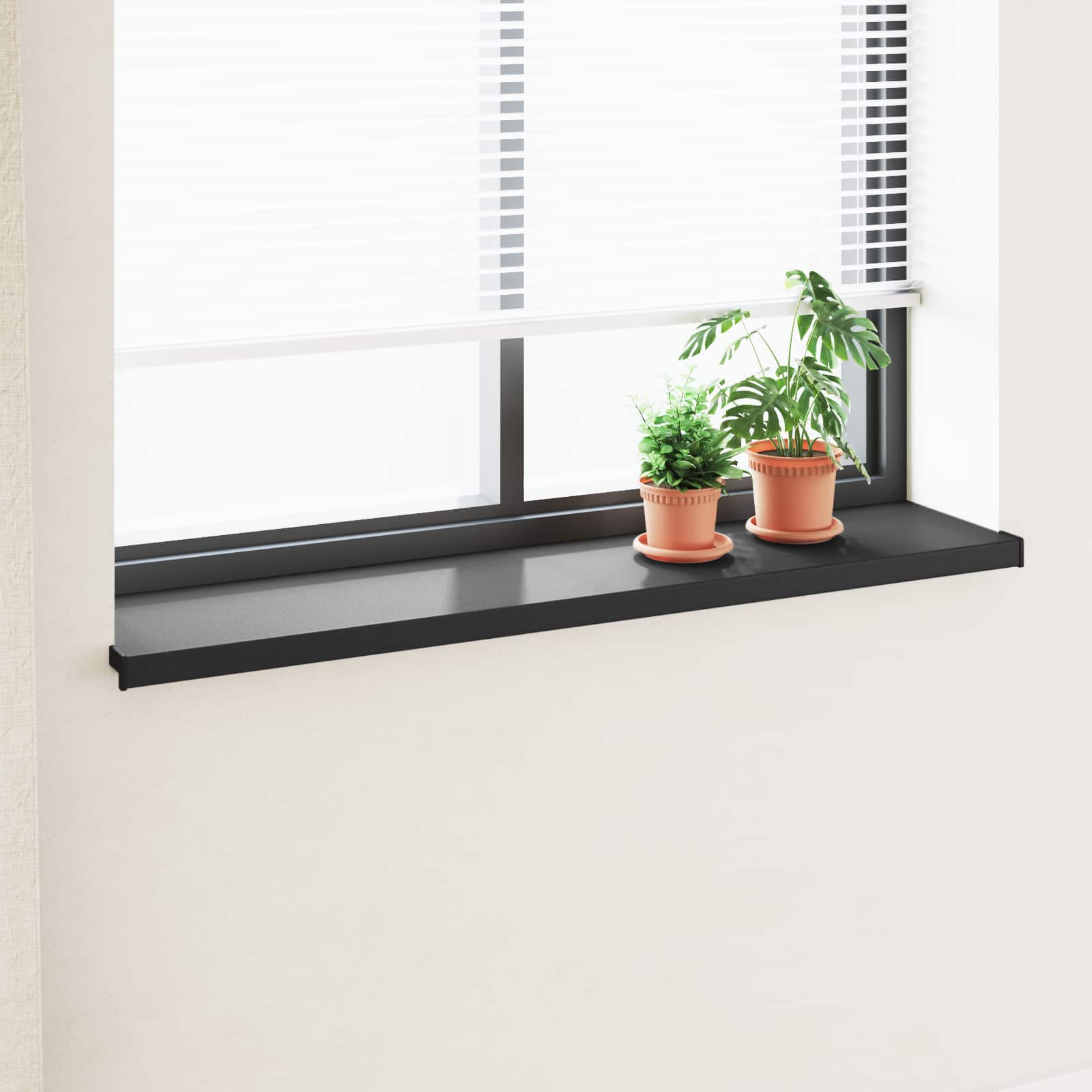 Fensterbank Schwarz mit Holzmaserung 120 x 35 x 4,5 cm PVC