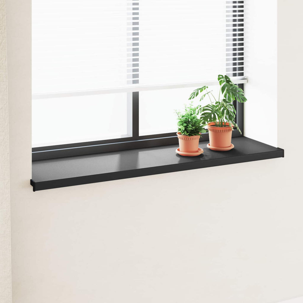 Fensterbank Schwarz mit Holzmaserung 120 x 40 x 4,5 cm PVC