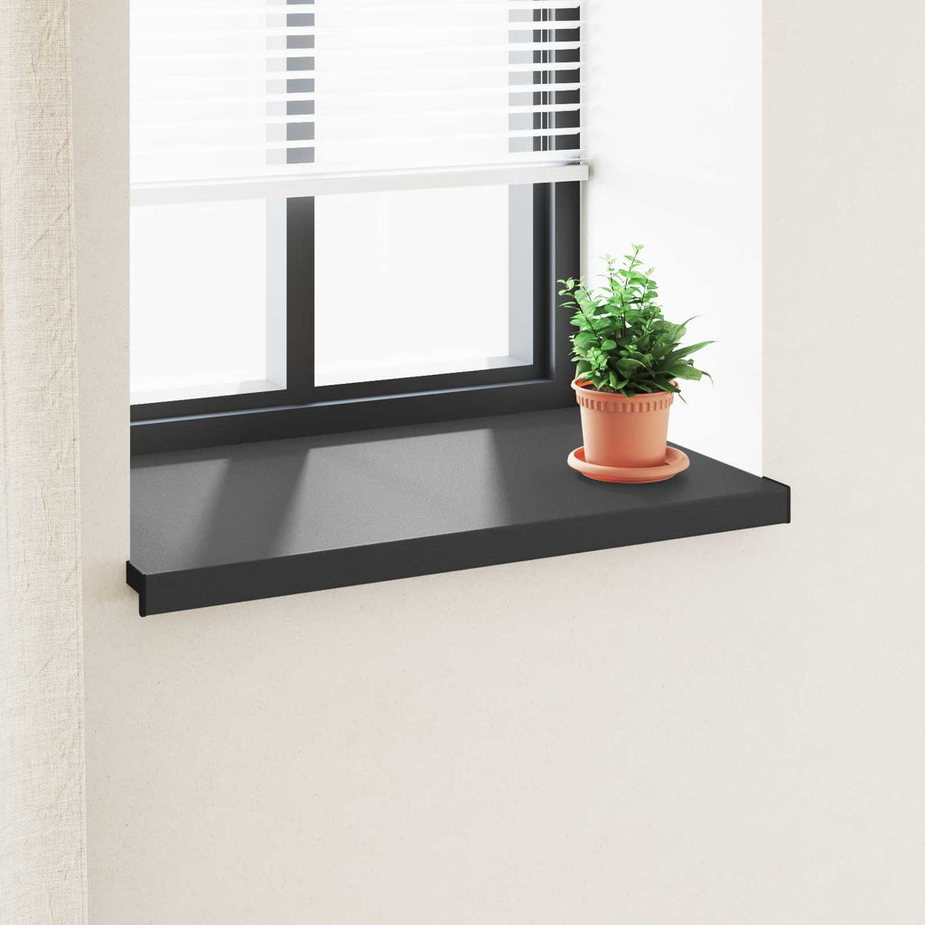 Fensterbank Schwarz mit Holzmaserung 80 x 50 x 4,5 cm PVC