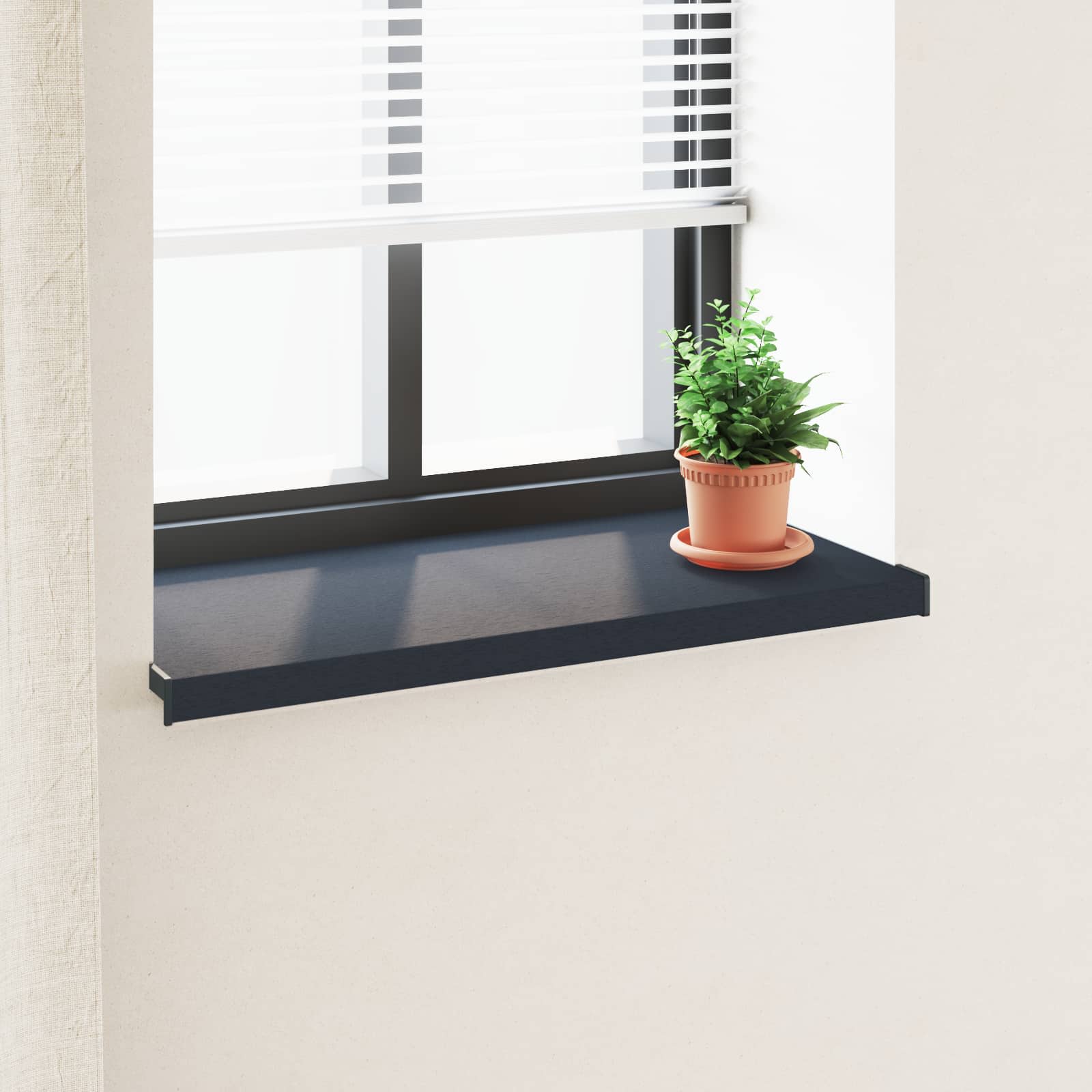 Fensterbank Anthrazit mit Holzmaserung 100 x 40 x 4,5 cm PVC