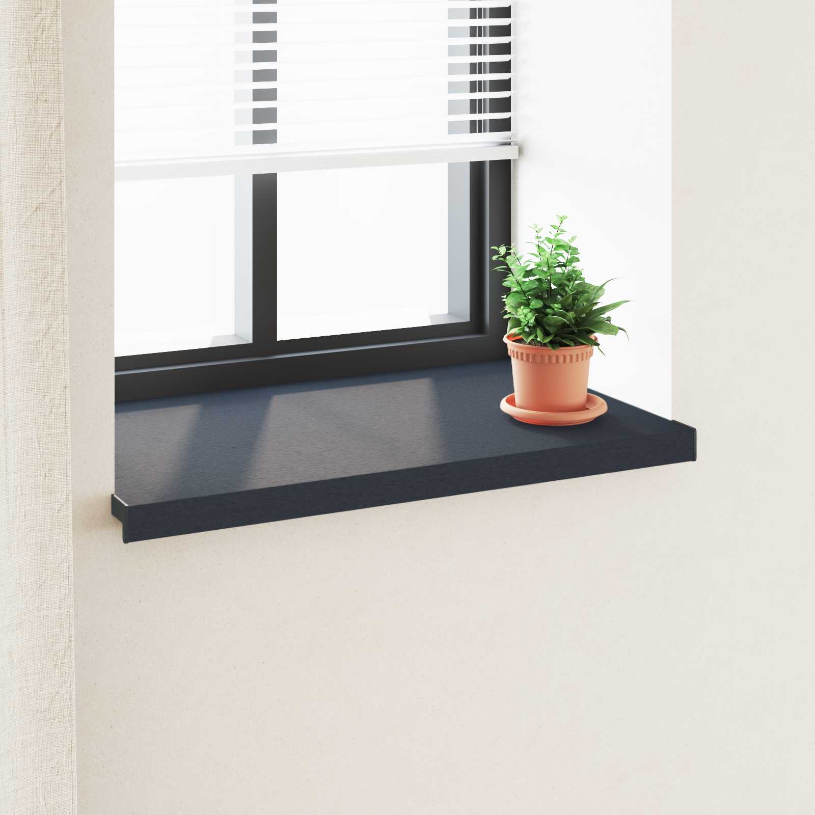 Fensterbank Anthrazit mit Holzmaserung 100 x 50 x 4,5 cm PVC