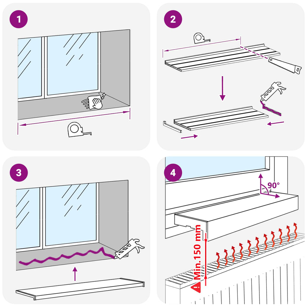 Fensterbank Marmorstruktur 100 x 20 x 4,5 cm PVC