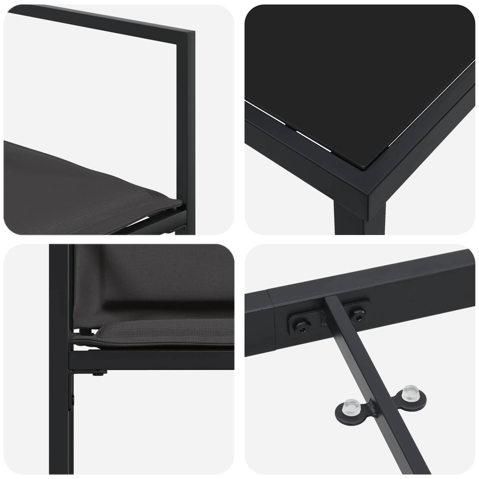 Garten Essgruppe 5 pcs Schwarz und Dunkelgrau 80 x 80 x 73 cm