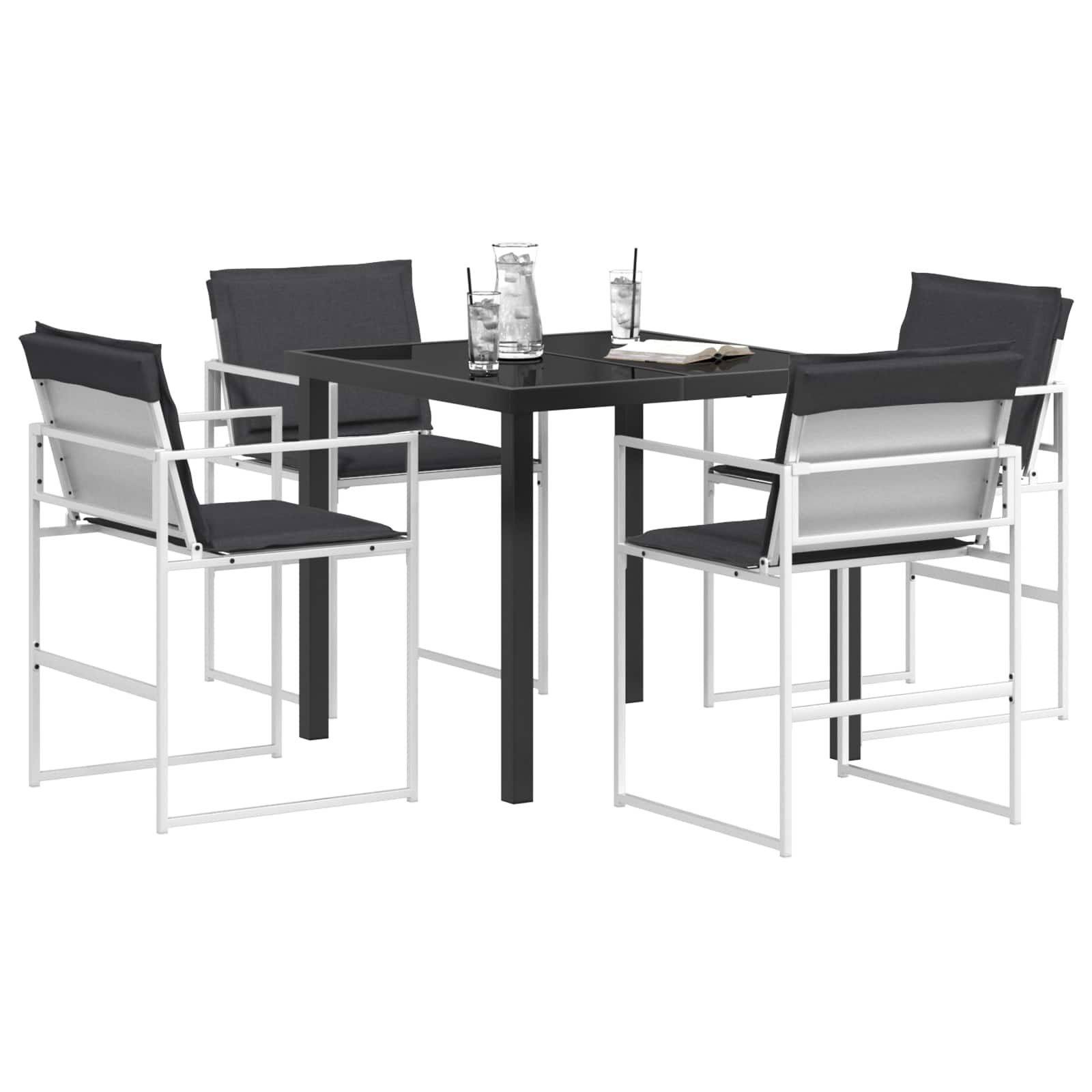Garten Essgruppe 5 pcs Weiß und Anthrazit 80 x 80 x 73 cm