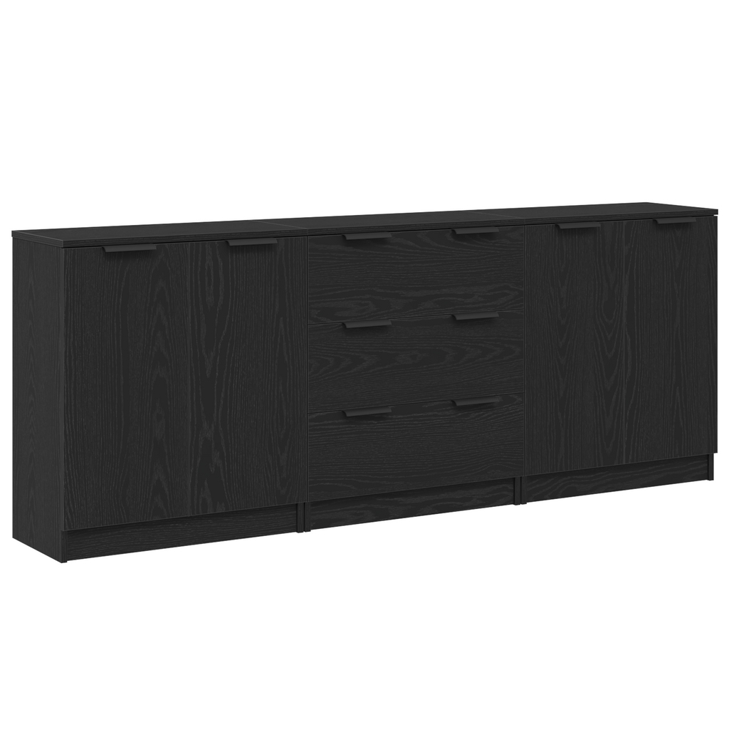 Sideboard 3 pcs Schwarz Eichen-Optik 180 x 30 x 70 cm
