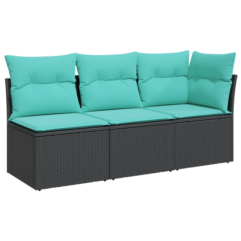 | Garten-Sofa | mit Kissen Schwarz 172 x 62 x 69 cm Poly Rattan