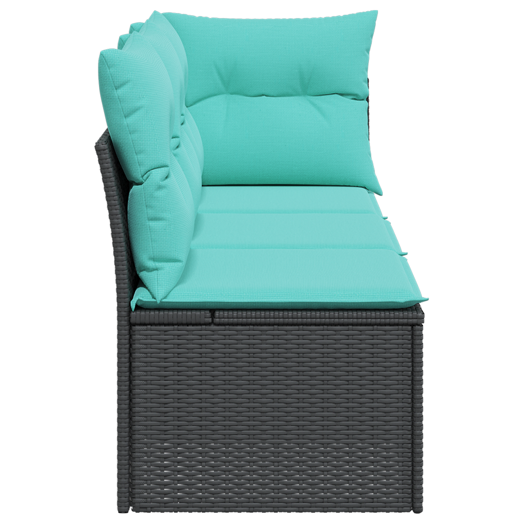 | Garten-Sofa | mit Kissen Schwarz 172 x 62 x 69 cm Poly Rattan