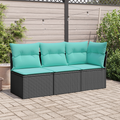 | Garten-Sofa | mit Kissen Schwarz 172 x 62 x 69 cm Poly Rattan