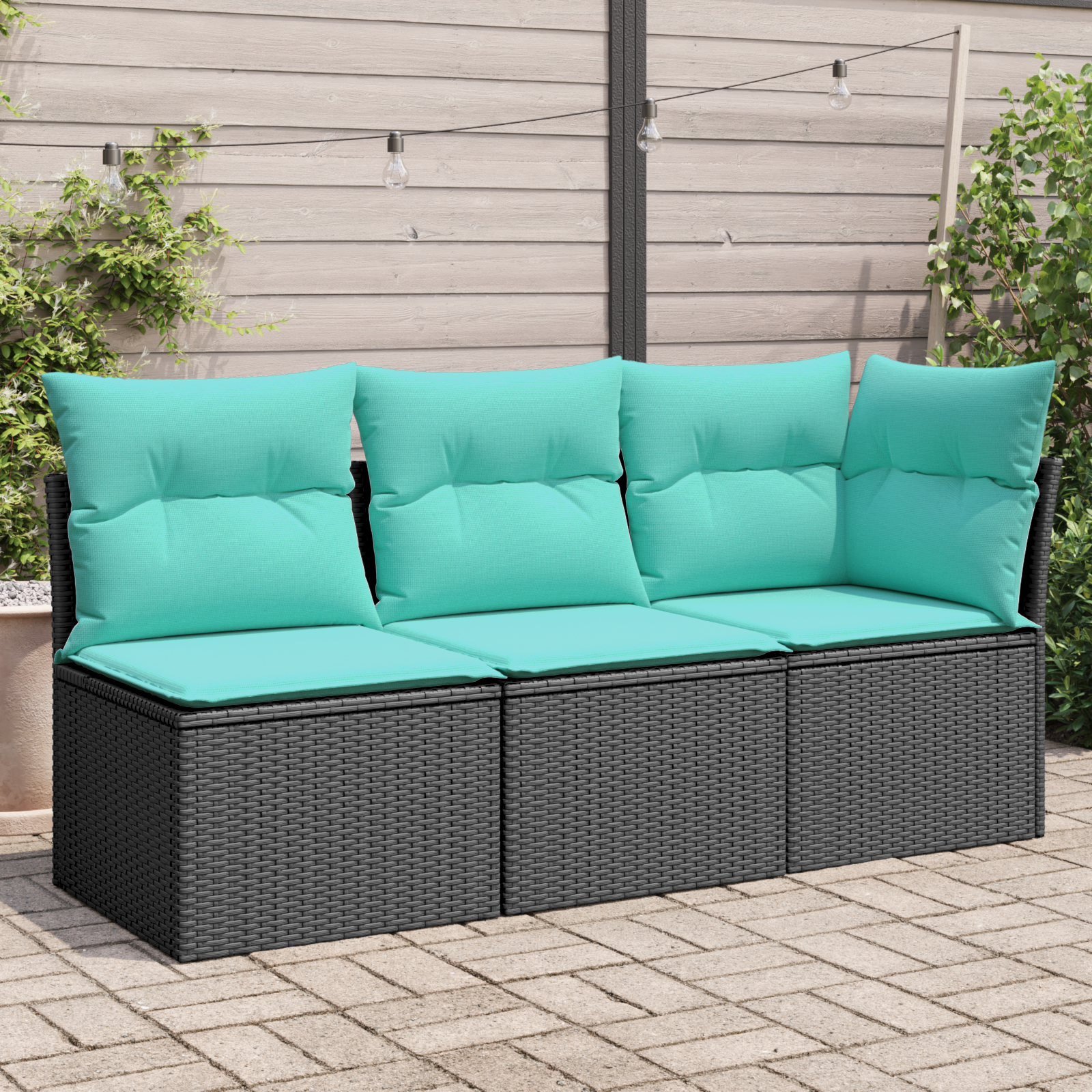 | Garten-Sofa | mit Kissen Schwarz 172 x 62 x 69 cm Poly Rattan