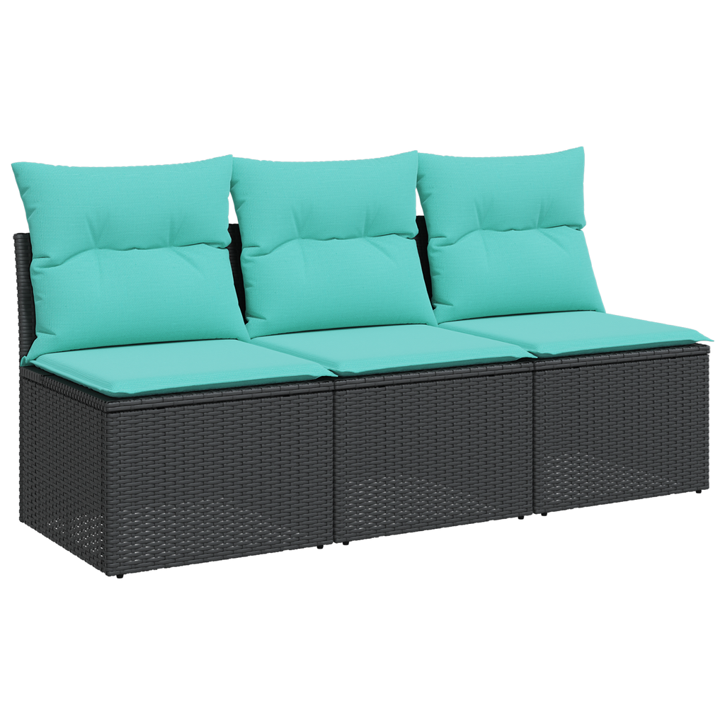 | Garten-Sofa | mit Kissen Schwarz 165 x 62 x 69 cm Poly Rattan
