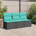 | Garten-Sofa | mit Kissen Schwarz 165 x 62 x 69 cm Poly Rattan