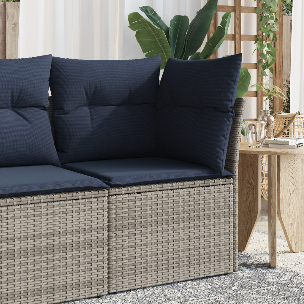 | Garten-Sofa | mit Kissen Grau 62 x 62 x 69 cm Poly-Rattan
