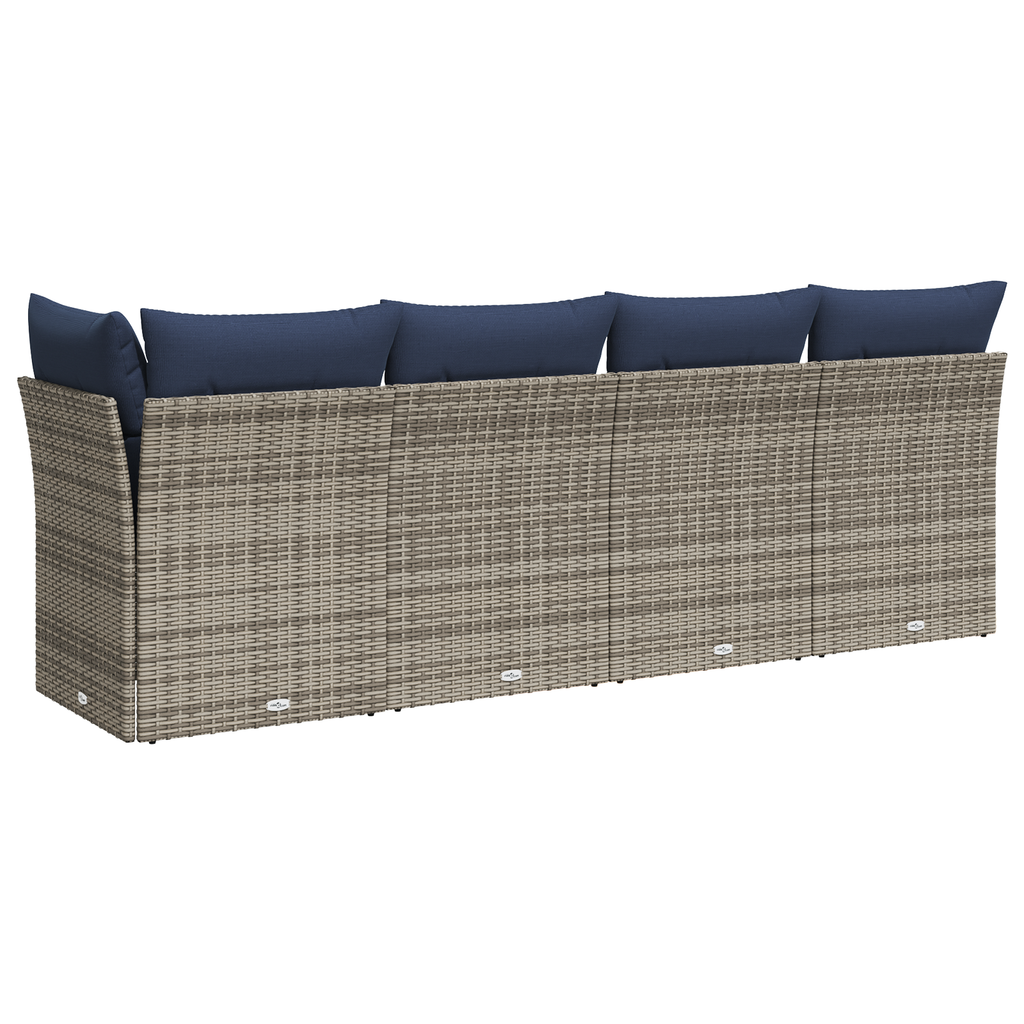 | Garten-Sofa | mit Kissen Grau 227 x 62 x 69 cm Poly-Rattan