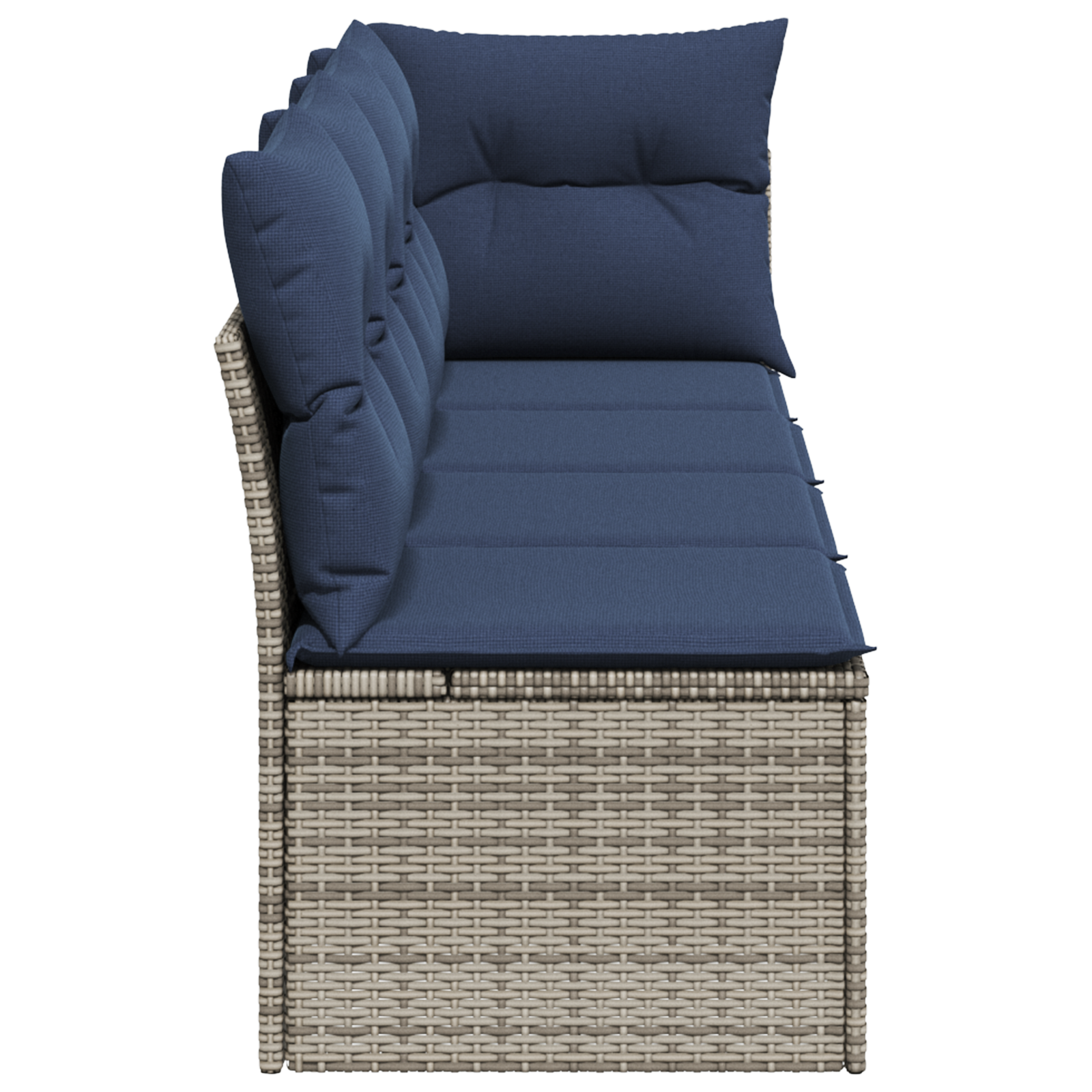 | Garten-Sofa | mit Kissen Grau 227 x 62 x 69 cm Poly-Rattan