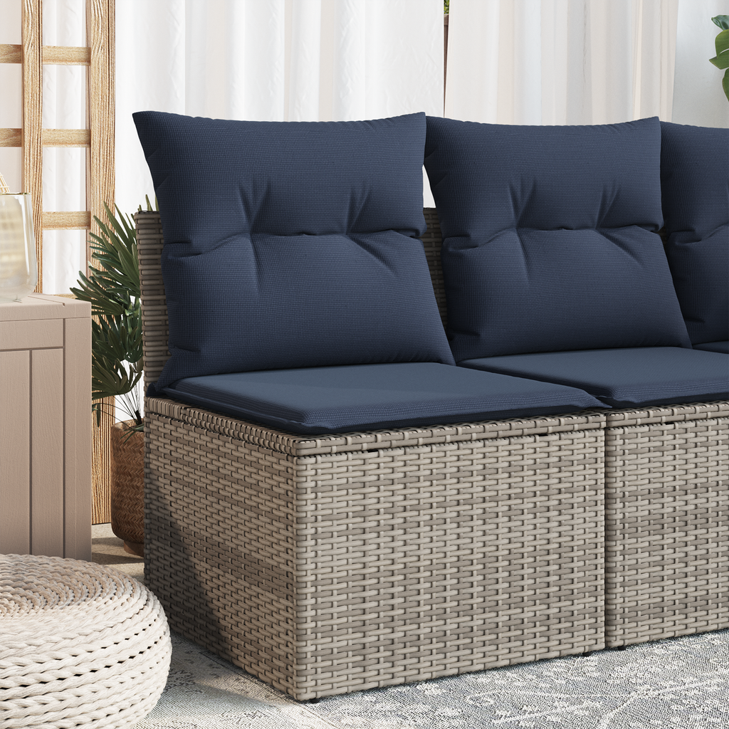 | Garten-Sofa | mit Kissen Grau 55 x 62 x 69 cm Poly Rattan