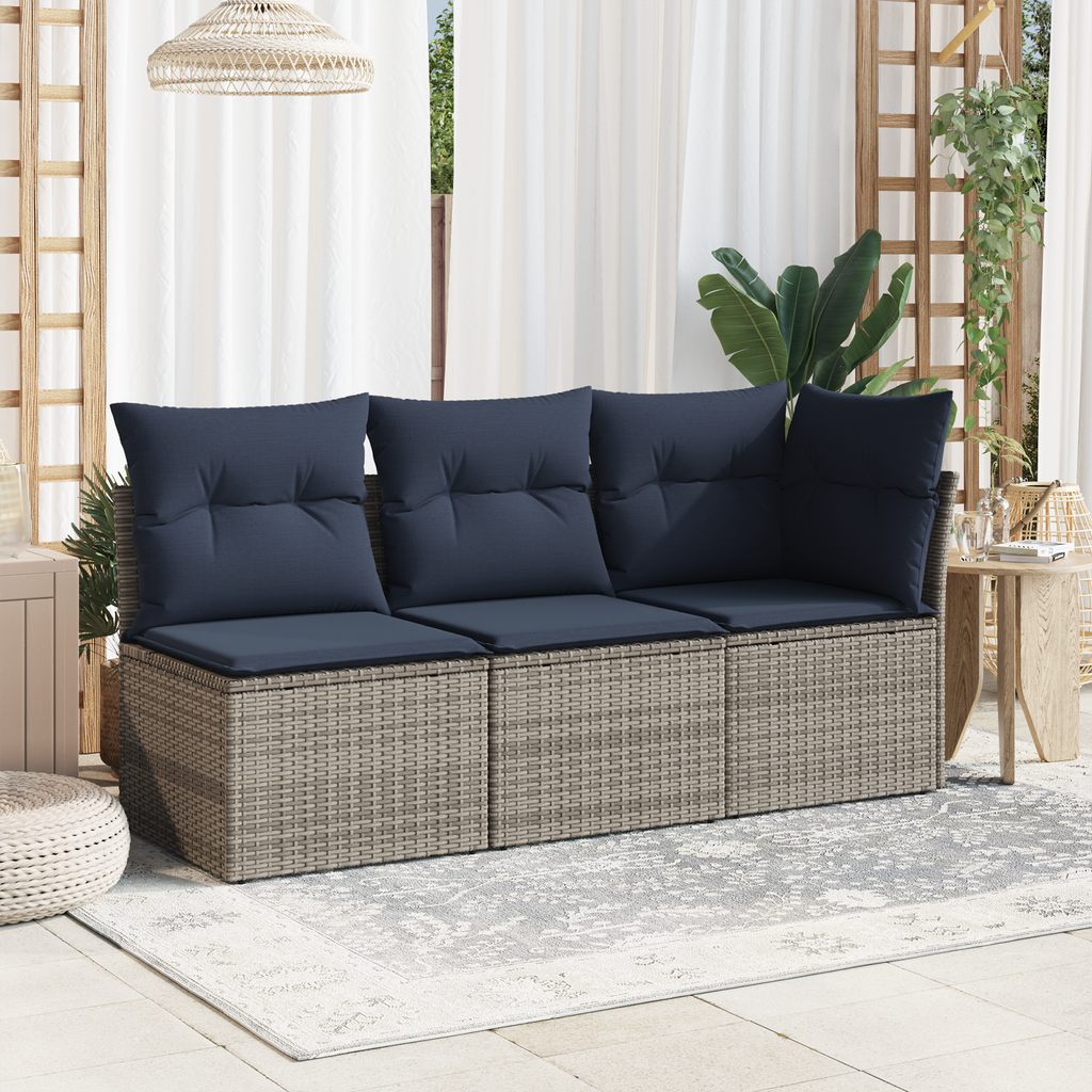 | Garten-Sofa | mit Kissen Grau 62 x 62 x 69 cm Poly Rattan