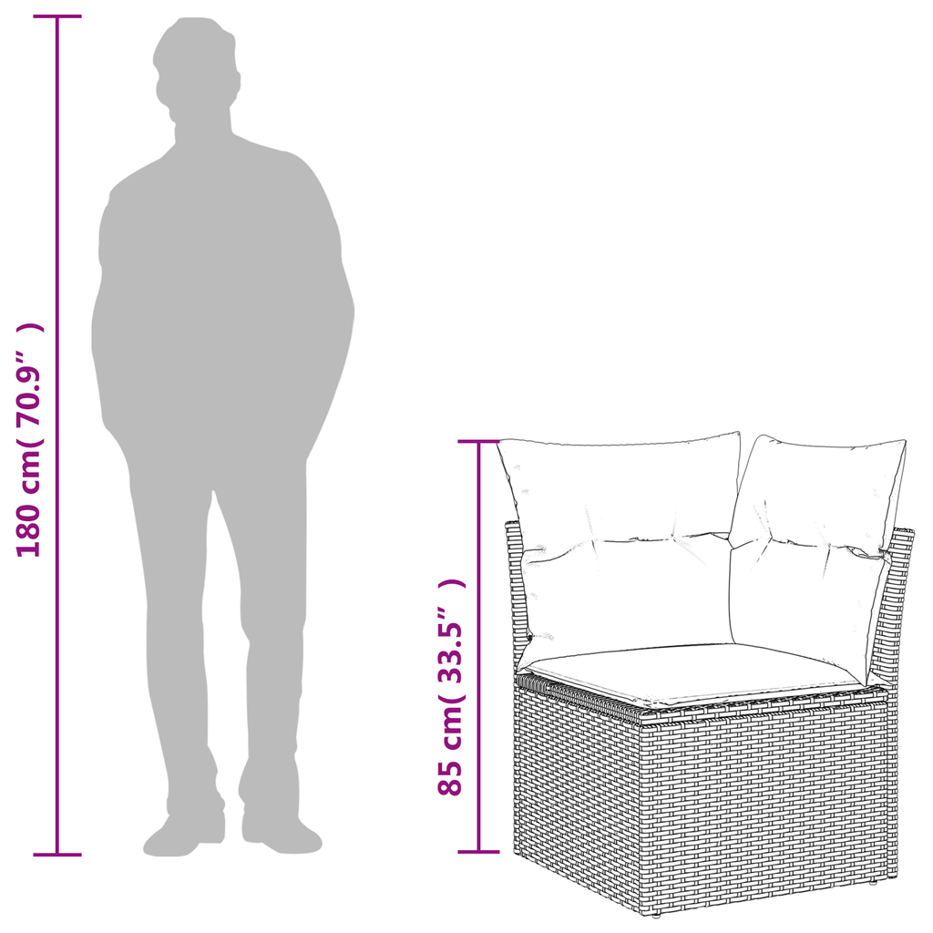 | Garten-Sofa | mit Kissen Grau 62 x 62 x 69 cm Poly Rattan