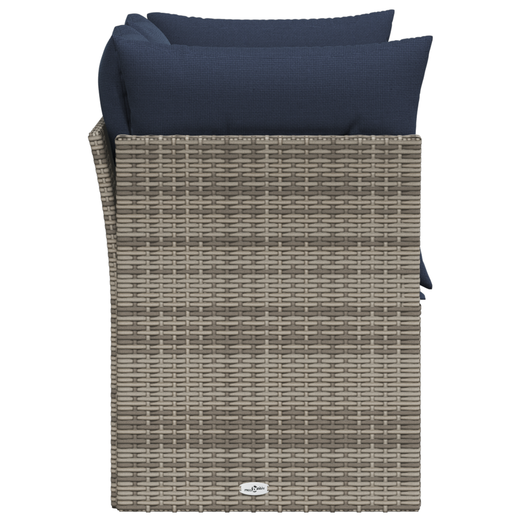 | Garten-Sofa | mit Kissen Grau 124 x 62 x 69 cm Poly Rattan