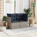 | Garten-Sofa | mit Kissen Grau 124 x 62 x 69 cm Poly Rattan