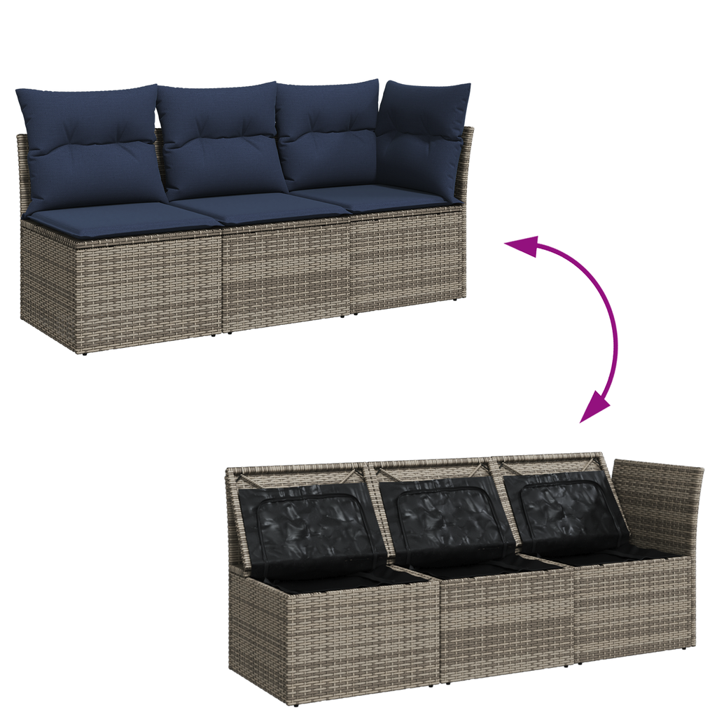 | Garten-Sofa | mit Kissen Grau 172 x 62 x 69 cm Poly Rattan