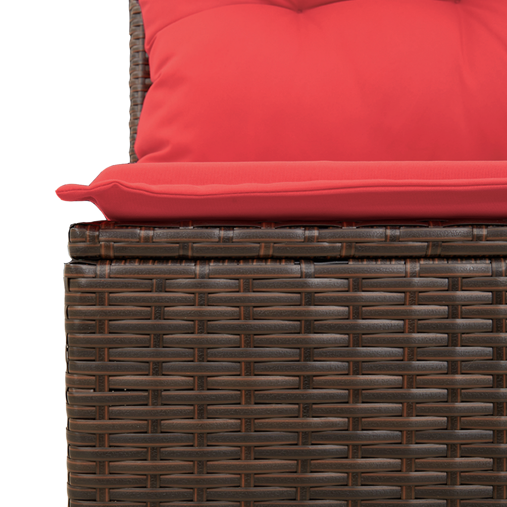 Gartensofa ohne Armlehnen mit Kissen Braun Poly Rattan