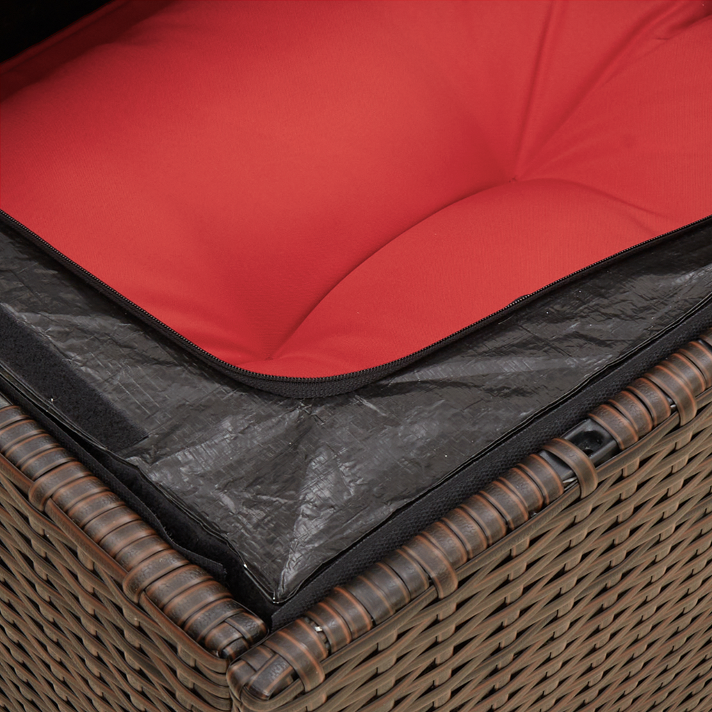 Gartensessel ohne Armlehnen mit Kissen Braun Poly Rattan
